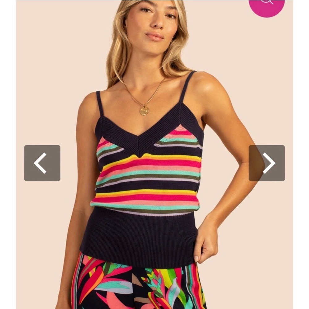 Trina Turk Nainari Camisole XS Multicolor Striped Cotton Knit Sweater Tank Top